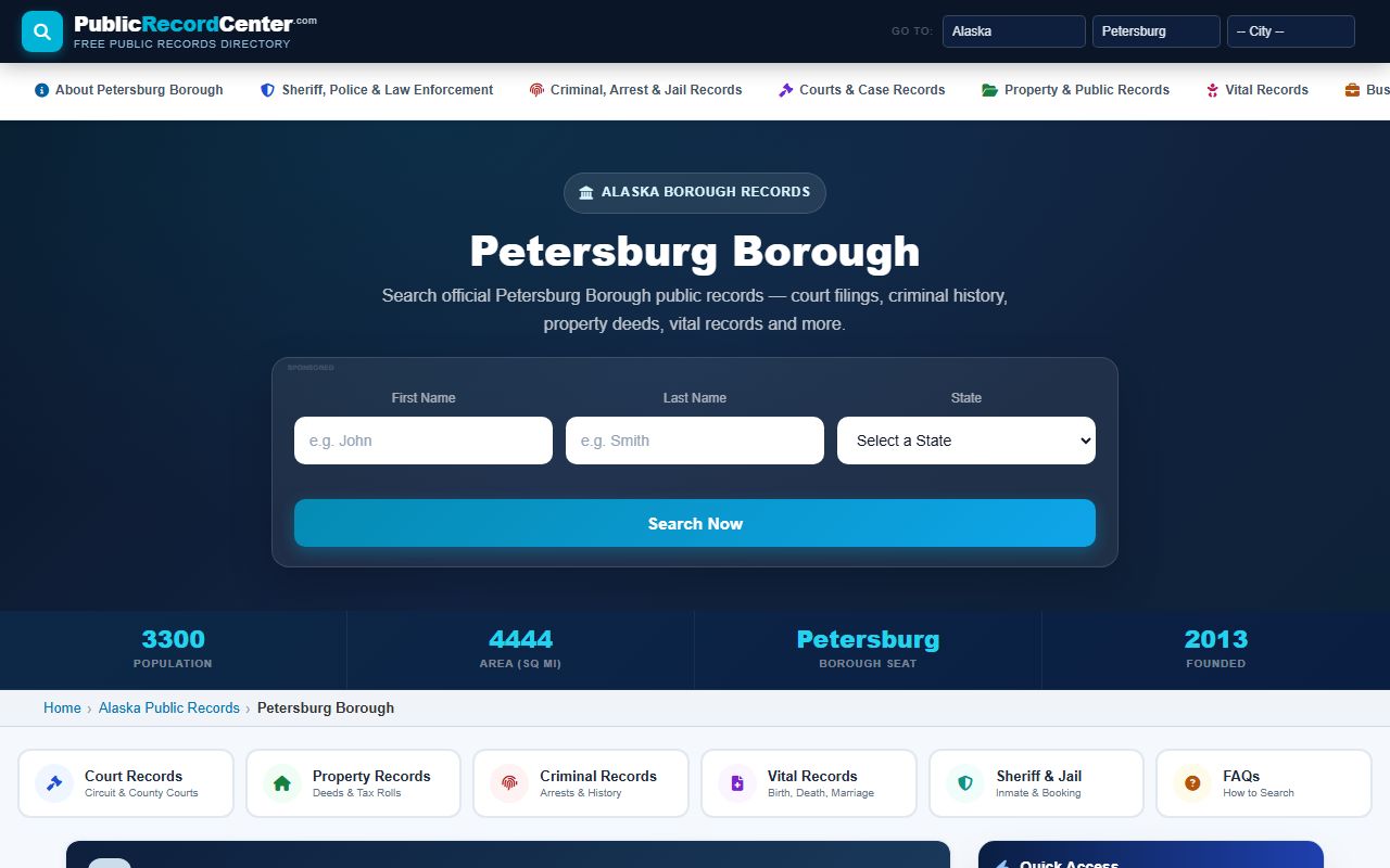 Petersburg Borough criminal court records search