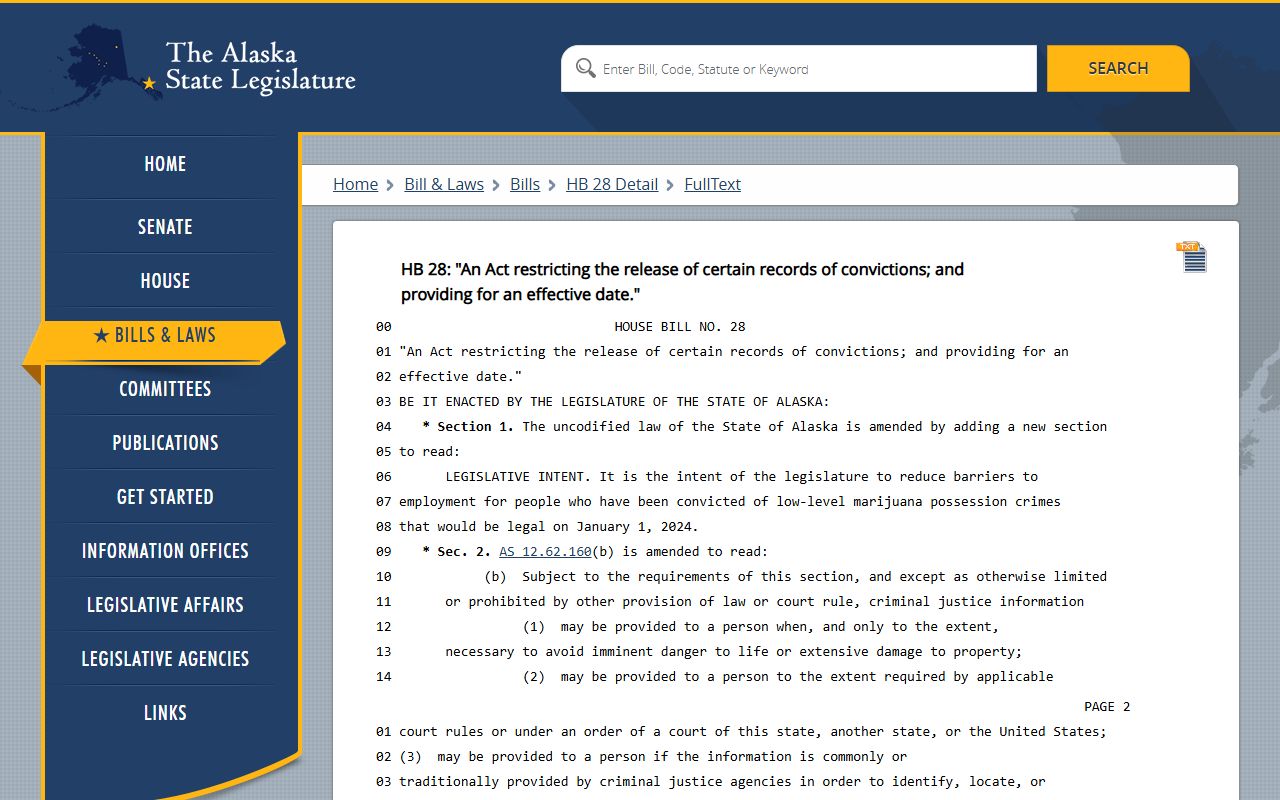 Alaska Statute AS 12.62.160 governing criminal justice information and background check access